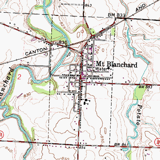 Topographic Map of Village of Mount Blanchard, OH