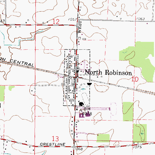Topographic Map of Village of North Robinson, OH