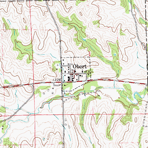 Topographic Map of Village of Obert, NE