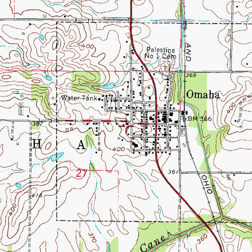 Topographic Map of Village of Omaha, IL
