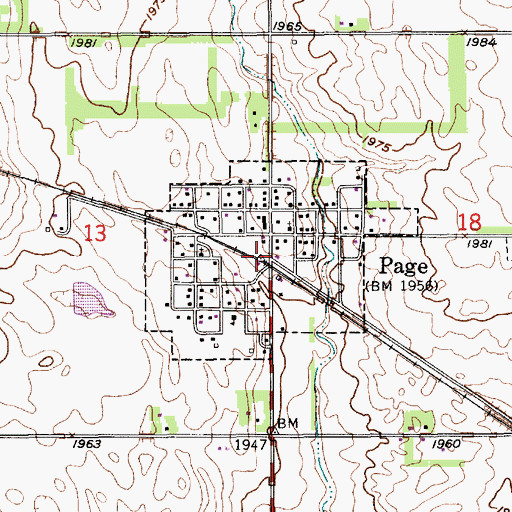 Topographic Map of Village of Page, NE