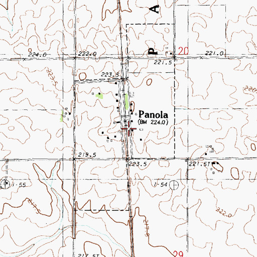 Topographic Map of Village of Panola, IL