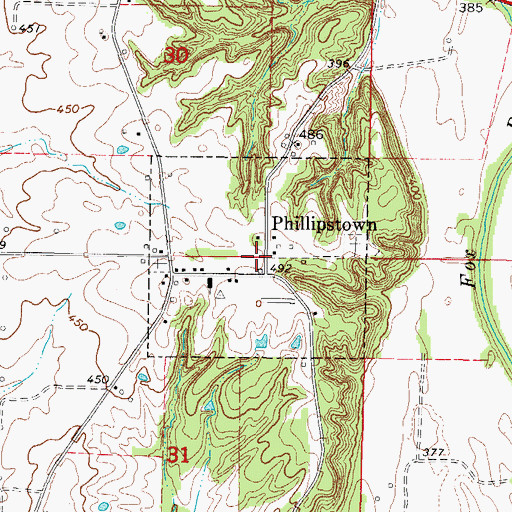 Topographic Map of Village of Phillipstown, IL