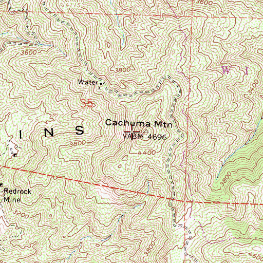 Topographic Map of Cachuma Mountain, CA