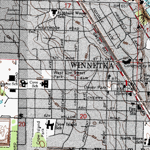 Topographic Map of Village of Winnetka, IL