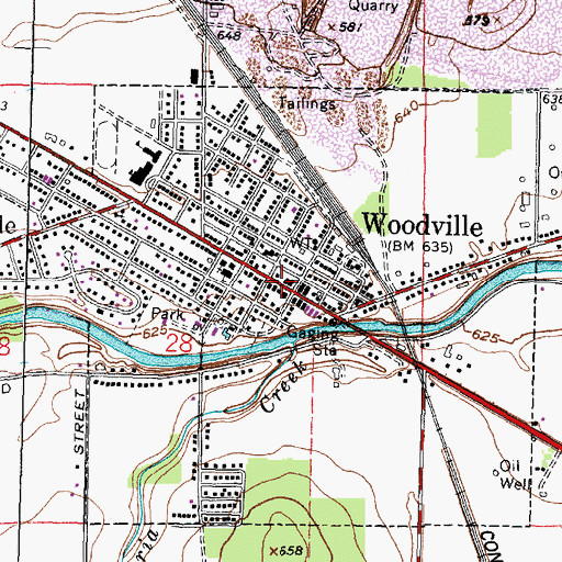 Topographic Map of Village of Woodville, OH