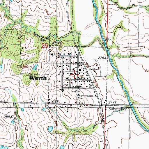 Topographic Map of Village of Worth, MO