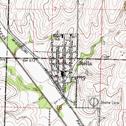 Topographic Map of Village of Stella, NE