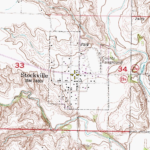Topographic Map of Village of Stockville, NE