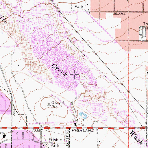 Topographic Map of Cajon Wash, CA