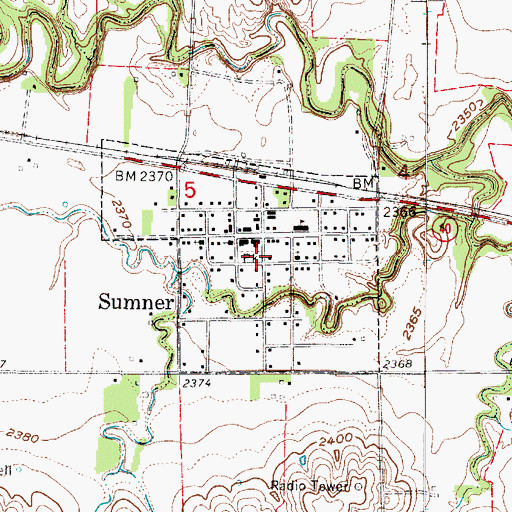 Topographic Map of Village of Sumner, NE