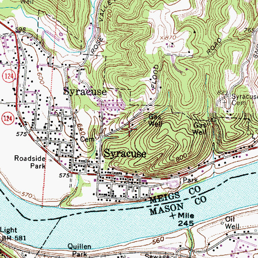 Topographic Map of Village of Syracuse, OH