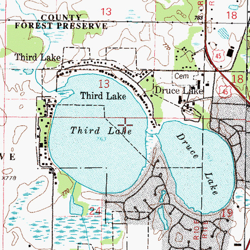 Topographic Map of Village of Third Lake, IL