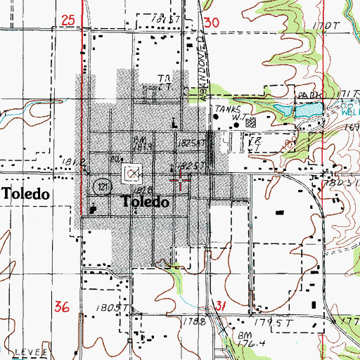 Topographic Map of Village of Toledo, IL