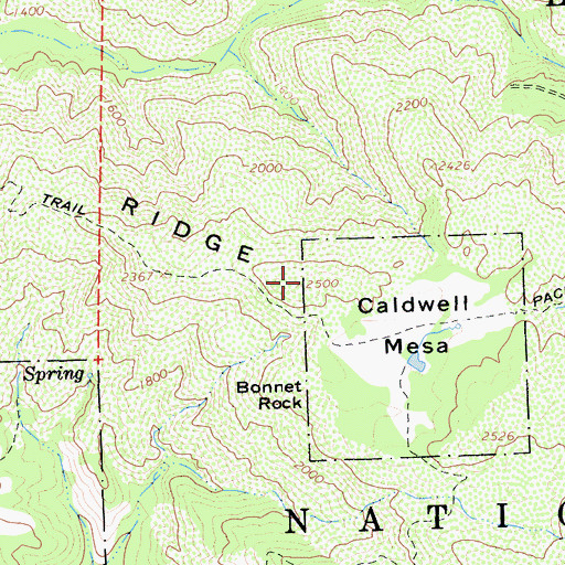 Topographic Map of Caldwell Mesa, CA