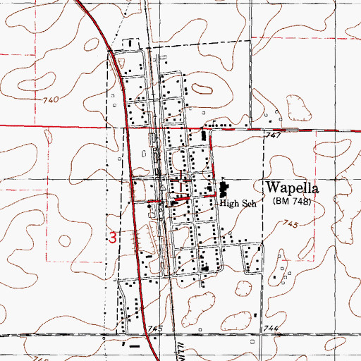 Topographic Map of Village of Wapella, IL
