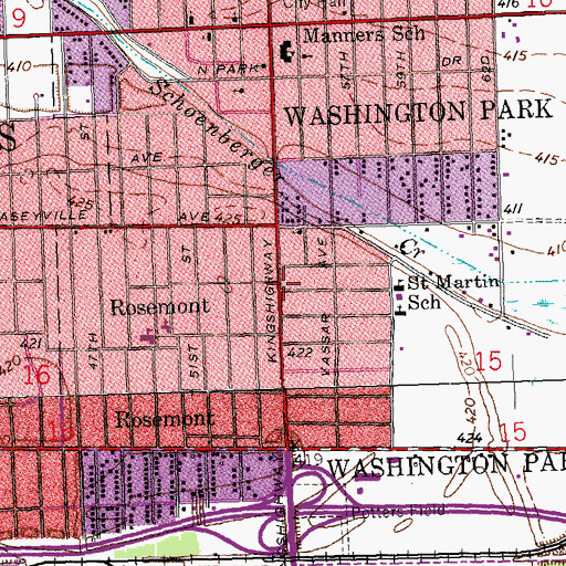 Topographic Map of Village of Washington Park, IL