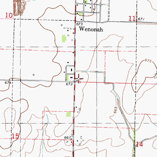 Topographic Map of Village of Wenonah, IL