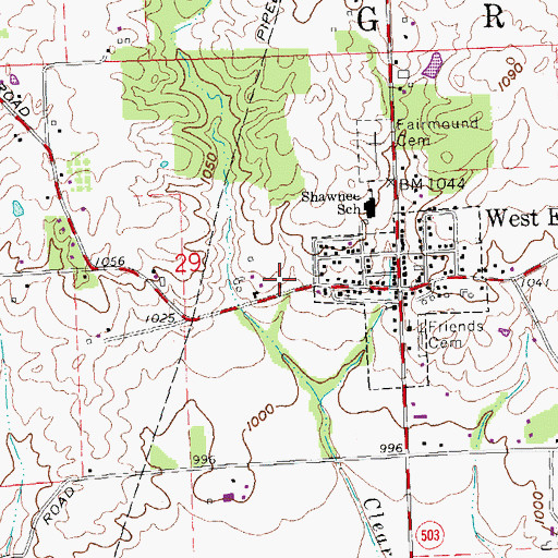 Topographic Map of Village of West Elkton, OH
