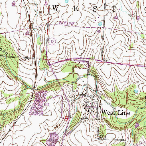 Topographic Map of Village of West Line, MO