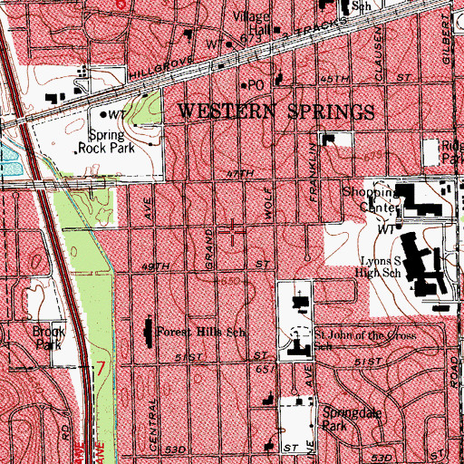 Topographic Map of Village of Western Springs, IL