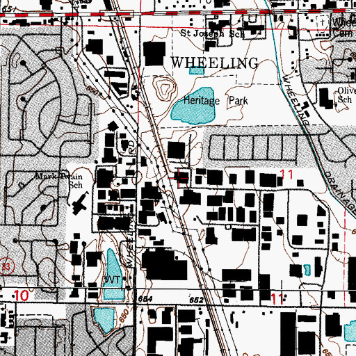 Topographic Map of Village of Wheeling, IL