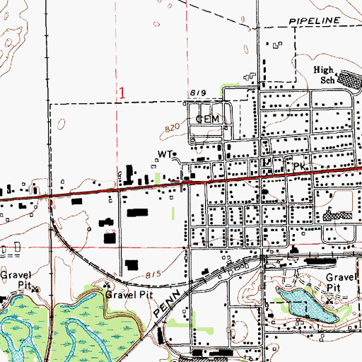 Topographic Map of Village of White Pigeon, MI