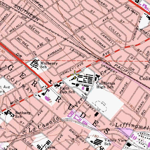 Topographic Map of California High School, CA
