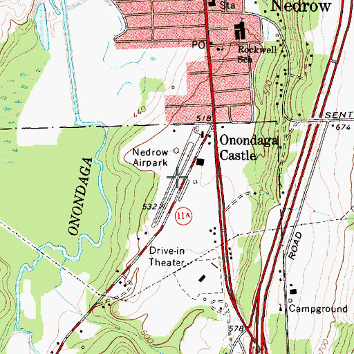 Topographic Map of Nedrow Airpark (historical), NY