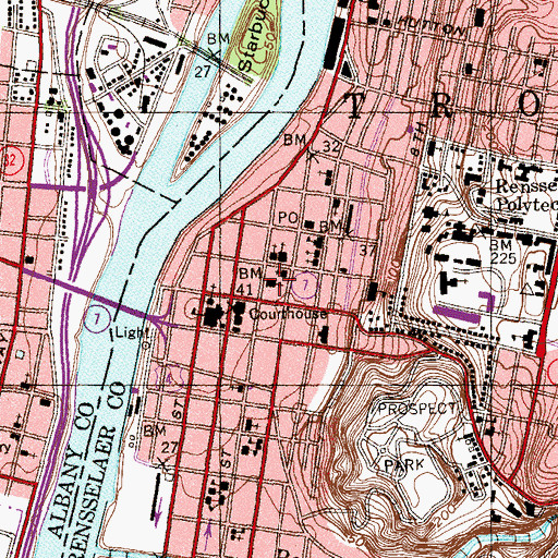 Topographic Map of First Baptist Church of Troy, NY