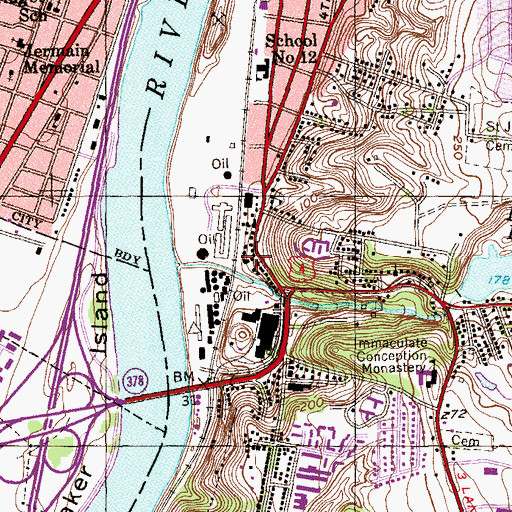 Topographic Map of Rensselaer And East Greenwich Pumping Station, NY