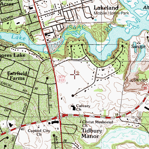 Topographic Map of Pennwood, DE