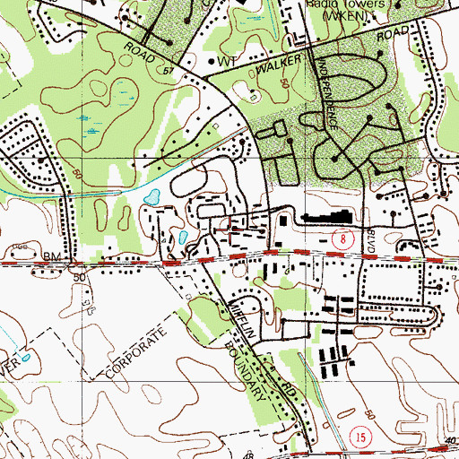 Topographic Map of Heatherfield, DE