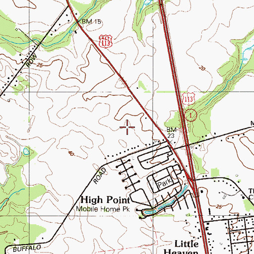 Topographic Map of Barkers Landing Estates, DE