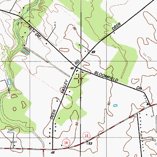 Topographic Map of Pleasant Woods, DE
