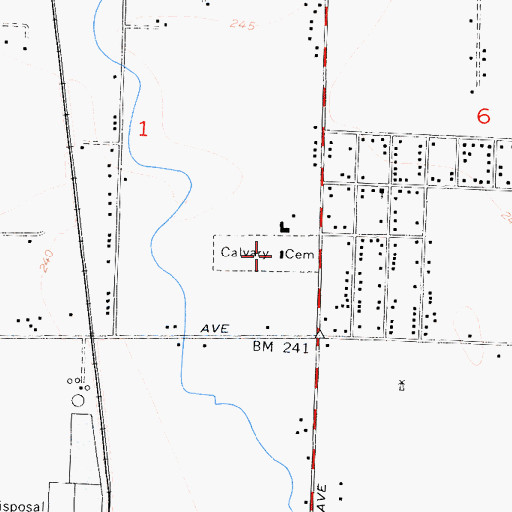 Topographic Map of Calvary Cemetery, CA