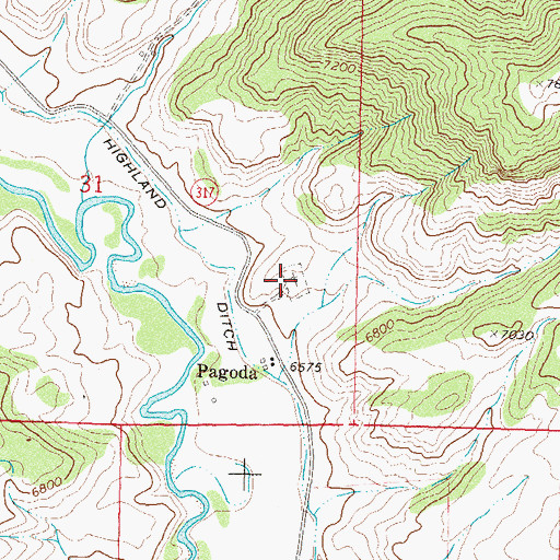 Topographic Map of Pagoda Cemetery, CO