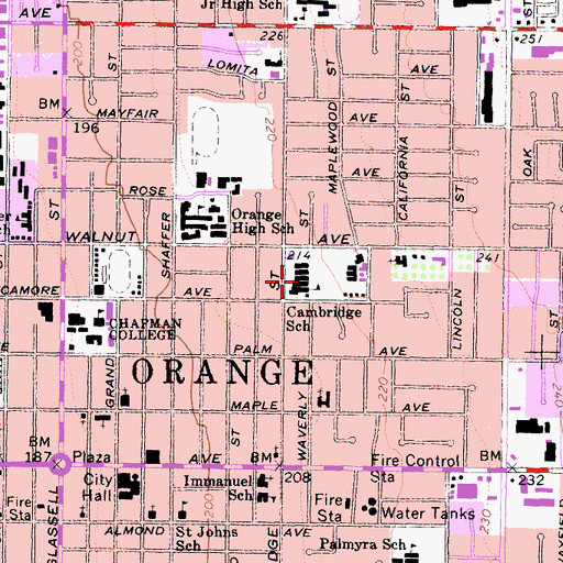 Topographic Map of Cambridge Elementary School, CA