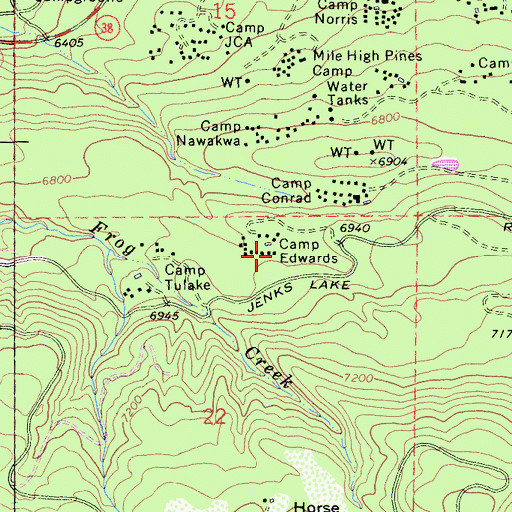 Topographic Map of Camp Edwards, CA