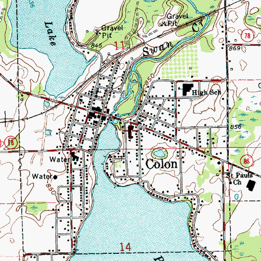 Topographic Map of Colon Elementary School, MI