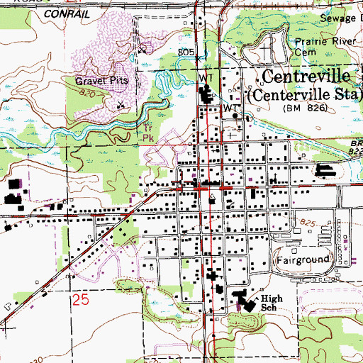 Topographic Map of Nottowa Township Hall, MI