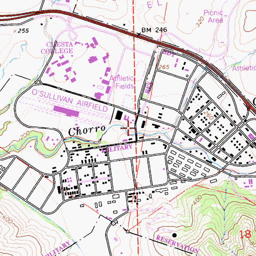 Topographic Map of Camp San Luis Obispo, CA