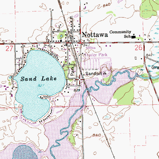 Topographic Map of Hidden Pond Campground, MI