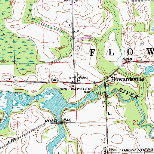 Topographic Map of Howardsville Cemetery, MI