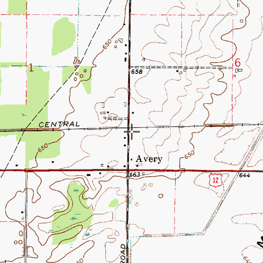 Topographic Map of Avery Station, MI