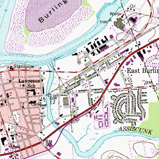 Topographic Map of City of Burlington Fire Division Neptune Hose Company 5, NJ