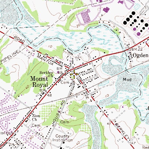 Topographic Map of East Greenwich Fire Department Mount Royal Fire Company - Mantua Station, NJ
