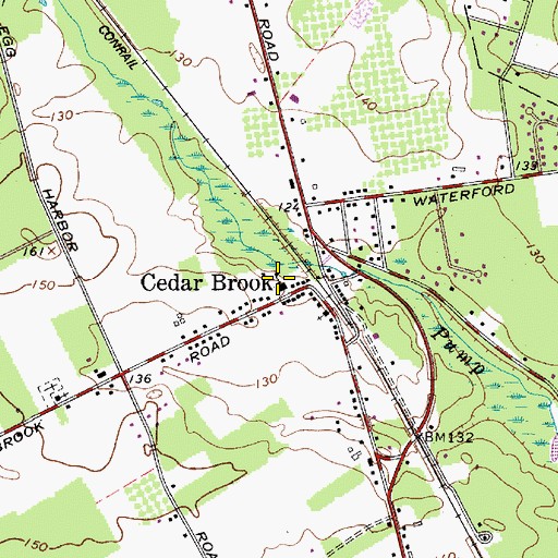Topographic Map of Winslow Township Fire District Station 3 Cedar Brook, NJ