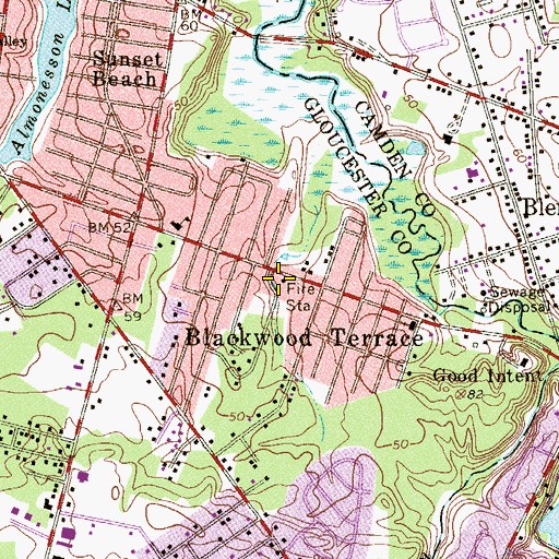 Topographic Map of Deptford Fire District Battalion 3 Union Fire Company Good Intent Road Station, NJ