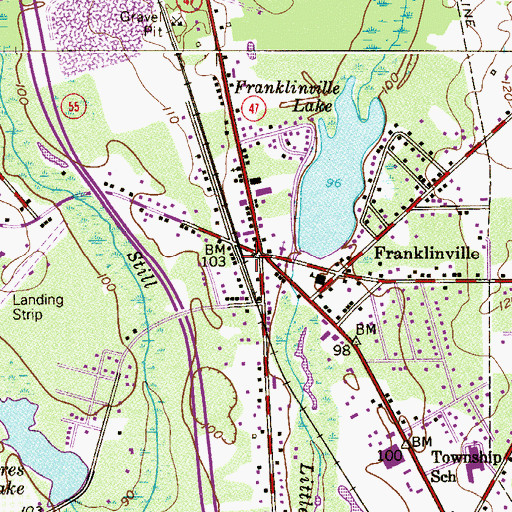 Topographic Map of Franklinville Volunteer Fire Company 1, NJ
